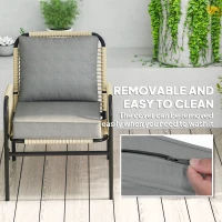 Outsunny 2-Piece Patio Chair Cushions with Ties, UPF50+ Seat Patio Cushions Set for Garden Furniture, Light Grey(m-6)