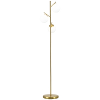 HOMCOM Modern 3-Light Floor Lamp for Living Room, Tree Standing Lamp with Globe Lampshades, 10.75"x10.75"x66.5", Gold