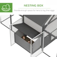 PawHut 100" Chicken Coop Wooden Chicken House Large Rabbit Hutch Poultry Cage Backyard with Double Run, Nesting Box, Gray(m-6)
