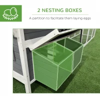 PawHut 162" Large Chicken Coop Wooden for 6-8 Chickens with Handles, Outdoor Chicken Cage Hen House with 2 Nesting Boxes, Water-resistant Roof, Removable Tray, Ramp, Storm Gray(m-5)