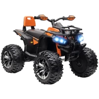 Aosom 12V 4 Wheeler Kids ATV with Music, Headlights for 37-60 Months Boys and Girls, Orange(m-1)