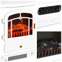HOMCOM 16" Free Standing Electric Fireplace Portable Adjustable Stove with Heater Wood Burning Flame 750/1500W White(m-9)