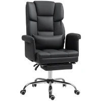 HOMCOM Executive Office Chair with Footrest and Lumbar Support, PU Leather Desk Chair, Ergonomic, Reclining and Swivel, Black(m-11)