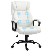 Vinsetto Massage Office Chair, High Back Executive Office Chair with 6-Point Vibration, Adjustable Height, White(m-2)