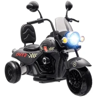 Qaba 6V 3 Wheel Electric Motorcycle for Kids, Battery Powered Motorbike w/ Headlights, Music, Forward & Reverse, Gray(m-11)