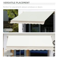 Outsunny 10' x 8' Manual Retractable Sun Shade Patio Awning - Cream White(m-6)