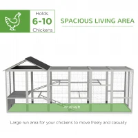 PawHut Wooden Chicken Coop Run for 6 - 10 Chickens, Hen House Add-On with Storage, Perches, 141.75" x 48" x 61", Gray(m-4)