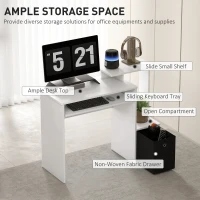 HOMCOM Computer Desk with Sliding Keyboard Tray Storage Drawer Shelf Home Office Workstation White(m-4)