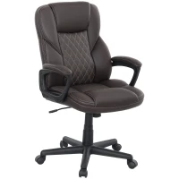 HOMCOM High Back Ergonomic Office Chair, PU Leather Executive Desk Chair with Adjustable Height and Swivel Wheels, Brown(m-11)