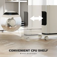 HOMCOM 61.6" L Shaped Gaming Desk with Power Outlets & LED Lights, Computer Desk with Monitor Stand and CPU Shelf, White(m-8)