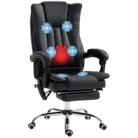 Vinsetto Massage Office Chair, 6 Points and Heat, Reclining Computer Chair with High Back, Adjustable Height and Footrest, Black(m-11)