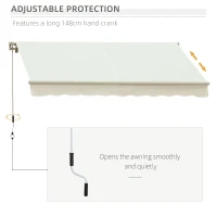 Outsunny 10' x 8' Manual Retractable Sun Shade Patio Awning - Cream White(m-5)