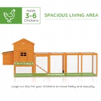 PawHut Extra Large Run Included Chicken Coop with Removable Tray Orange(m-4)