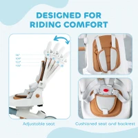 Qaba 7 in 1 Toddler Tricycle with Safety Harness, Adjustable & Removable Parent Handle, Canopy, Storage Bag, Brake, Blue(m-7)