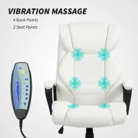 Vinsetto Massage Office Chair, High Back Executive Office Chair with 6-Point Vibration, Adjustable Height, White(m-6)