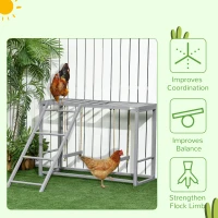 PawHut Wooden Chicken Toys for Coop with Swings, Chicken Activity Center with Ladder, Multiple Roosting Bars, for Relax Play, 3-4 Chickens(m-7)