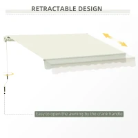 Outsunny 10' x 8' Manual Retractable Sun Shade Patio Awning - Cream White(m-8)