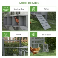 PawHut 9' x 6' x 6' Large Chicken Coop with Nesting Box, Water-Resistant and Anti-UV Cover for 8-12 Chickens, Gray(m-8)