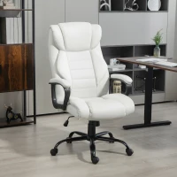 Vinsetto Massage Office Chair, High Back Executive Office Chair with 6-Point Vibration, Adjustable Height, White(m-8)