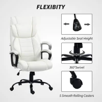 Vinsetto Massage Office Chair, High Back Executive Office Chair with 6-Point Vibration, Adjustable Height, White(m-5)