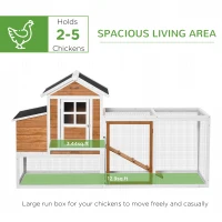 PawHut 76" Wooden Chicken Coop with Safe and Healthy Non-Polluting Materials, Outdoor Hen House Poultry Cage with Weatherproof Materials(m-4)