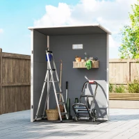Outsunny 5 x 3FT Garden Shed with Floor, Outdoor Storage Shed with Lockable Door, Window and Vent for Backyard, Patio, Grey(m-10)