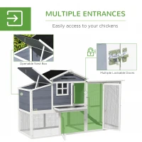 PawHut 76" Wooden Chicken Coop with Outdoor Run, Nesting Box, Tray, Door(m-7)