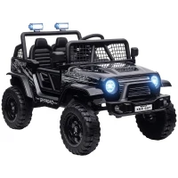Qaba 12V Ride on Car, Ride on Truck w/ Remote, 4 Suspension Wheels, 3 MPH Max Speed, Music, Horn & Lights, Black(m-11)