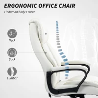 Vinsetto Massage Office Chair, High Back Executive Office Chair with 6-Point Vibration, Adjustable Height, White(m-4)