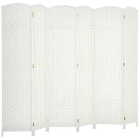 HOMCOM Folding Room Divider Screen 6 Panel 5.6 ' Tall Privacy Screen Freestanding Room Partition for Home Office, White(m-11)