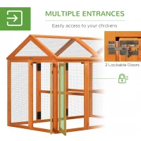 PawHut Wooden Chicken Run, Combinable Design with Perches, 4.6' x 2.8', Orange(m-5)