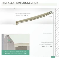 Outsunny 10' x 8' Manual Retractable Sun Shade Patio Awning - Cream White(m-9)