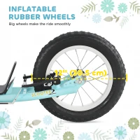 Aosom Dual Brakes Kick Scooter 12-Inch Inflatable Front Wheel Ride On Toy for Age 5+, Blue(m-5)