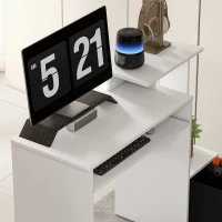 HOMCOM Computer Desk with Sliding Keyboard Tray Storage Drawer Shelf Home Office Workstation White(m-10)