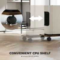 HOMCOM 61.6" L Shaped Gaming Desk with Power Outlets & LED Lights, Computer Desk with Monitor Stand and CPU Shelf, Rustic Brown(m-8)