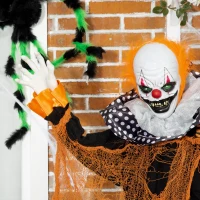 Outsunny 5ft Life Size Outdoor Halloween Decoration, Talking Circus Clown with Sound and Motion Activated, Light Up Eyes(m-9)