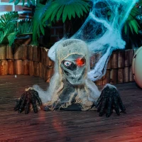 HOMCOM Halloween Animated Mummy with Glowing LED Eyes, Animatronic Halloween Decoration, Battery Operated(m-8)