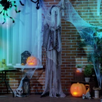 Outsunny 6ft Life Size Outdoor Halloween Decoration Skeleton Witch, Animated Prop with Light Up Eyes, Spooky Sound(m-8)