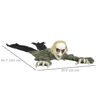 HOMCOM 66" Outdoor Halloween Decoration Crawling Zombie, Animated Prop Decor with Sound Activated, Light Up Eyes(m-3)