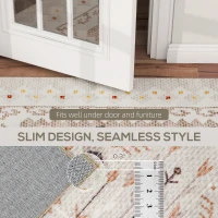 HOMCOM Machine Washable Area Rug 5x7, Non-Slip Boho Flannel Print Floor Carpet for Living Room, Bedroom, Dining Room, Brown(m-7)