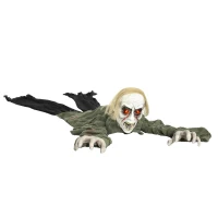 HOMCOM 66" Outdoor Halloween Decoration Crawling Zombie, Animated Prop Decor with Sound Activated, Light Up Eyes(m-2)