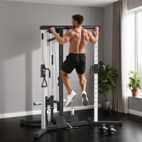 Soozier Multifunctional Home Gym Machine with Pull Up Bar, 15-Position Adjustable Strength Training Workout Station(m-1)