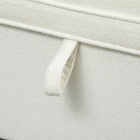 HOMCOM Storage Ottoman Bench, Foot Rest with Safety Hinges, 47 Inches Linen Storage Chest for Living Room, Cream White(m-10)