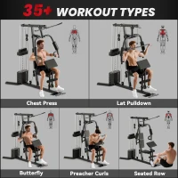 Soozier Home Gym System, Multifunction Workout Station with 100Lbs Weight Stack, 100Lbs Resistance for Full Body Workout Machine(m-4)
