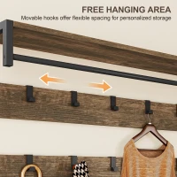 HOMCOM 6-In-1 Hall Tree with Bench and Shoe Storage, Coat Rack Shoe Bench with 10 Hooks, 2 Fabric Drawers, Rustic Brown(m-5)