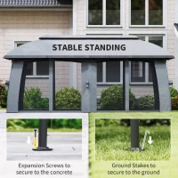 Outsunny 10' x 20' Patio Gazebo, Outdoor Gazebo Canopy Shelter with Netting, Vented Roof for Garden Dark Grey(m-7)