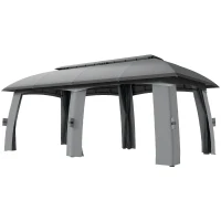 Outsunny 10' x 20' Patio Gazebo, Outdoor Gazebo Canopy Shelter with Netting, Vented Roof for Garden, Dark Gray(m-11)