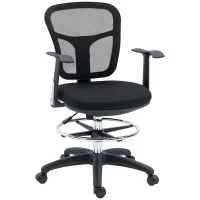 Vinsetto Tall Office Chair, Drafting Chair with Swivel Wheels, Adjustable Height and Footrest Ring, Black(m-11)