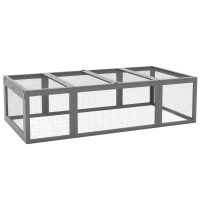 PawHut Large Wooden Rabbit Hutch Small Animal Habitat Enclosure Outdoor Run and Lockable Doors - Gray(m-11)