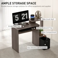 HOMCOM Computer Desk with Sliding Keyboard Tray Storage Drawer Shelf Home Office Workstation Grey(m-4)